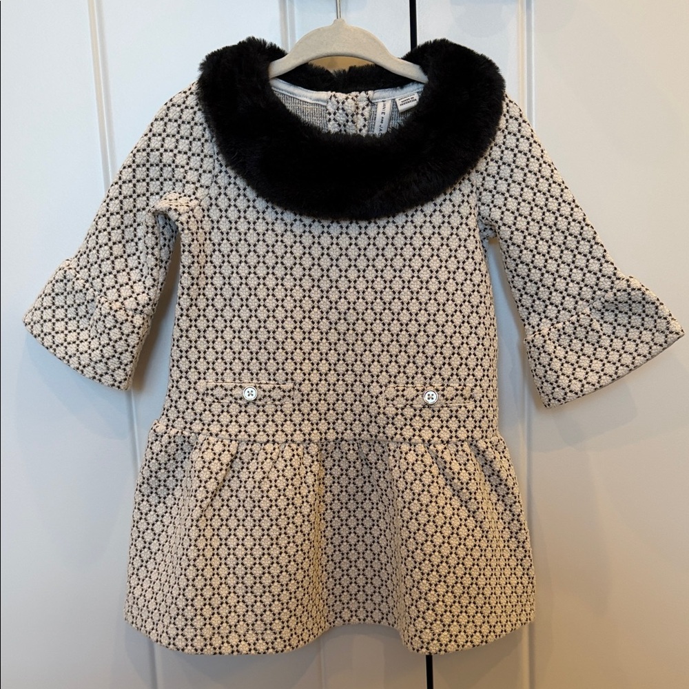 NWOT Janie and Jack Black and Cream Jacquard Dress